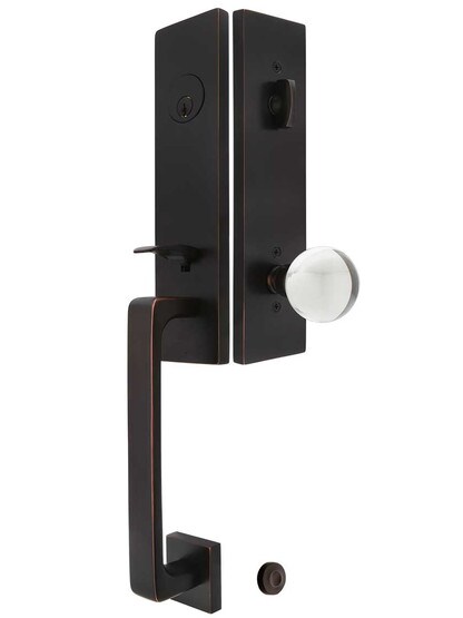 Davos Entry Door Set with Choice of Interior Knob or Lever with Bristol Knob in Oil-Rubbed Bronze.